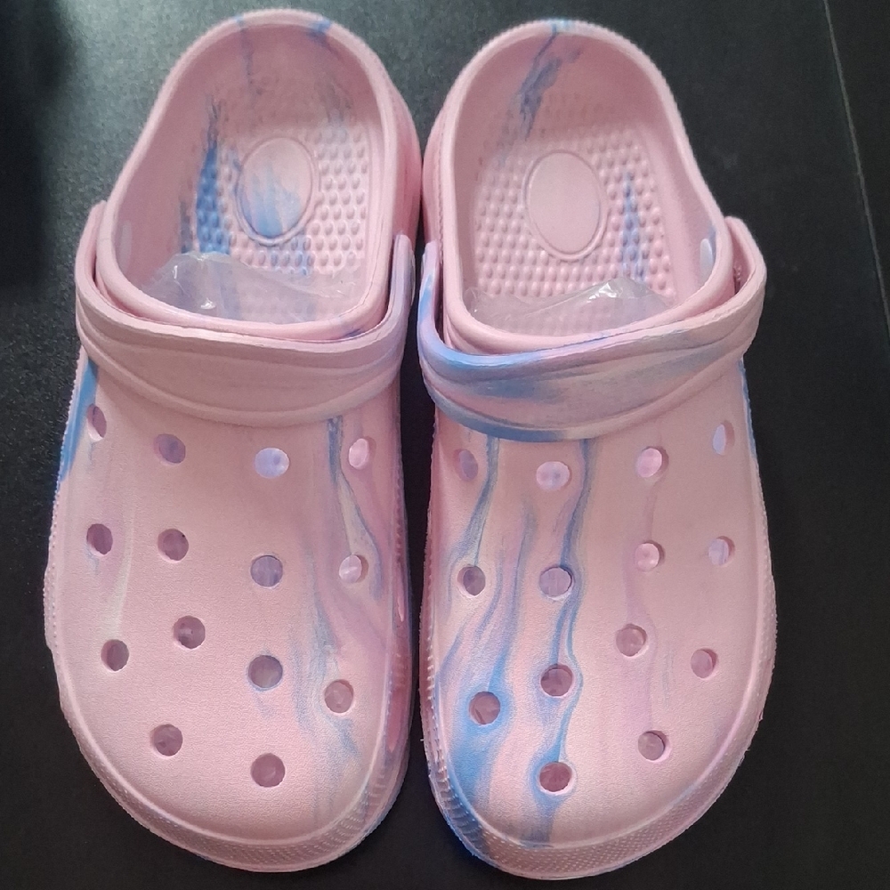 Girls' Pink Marble Slip-On Clogs with Back Strap